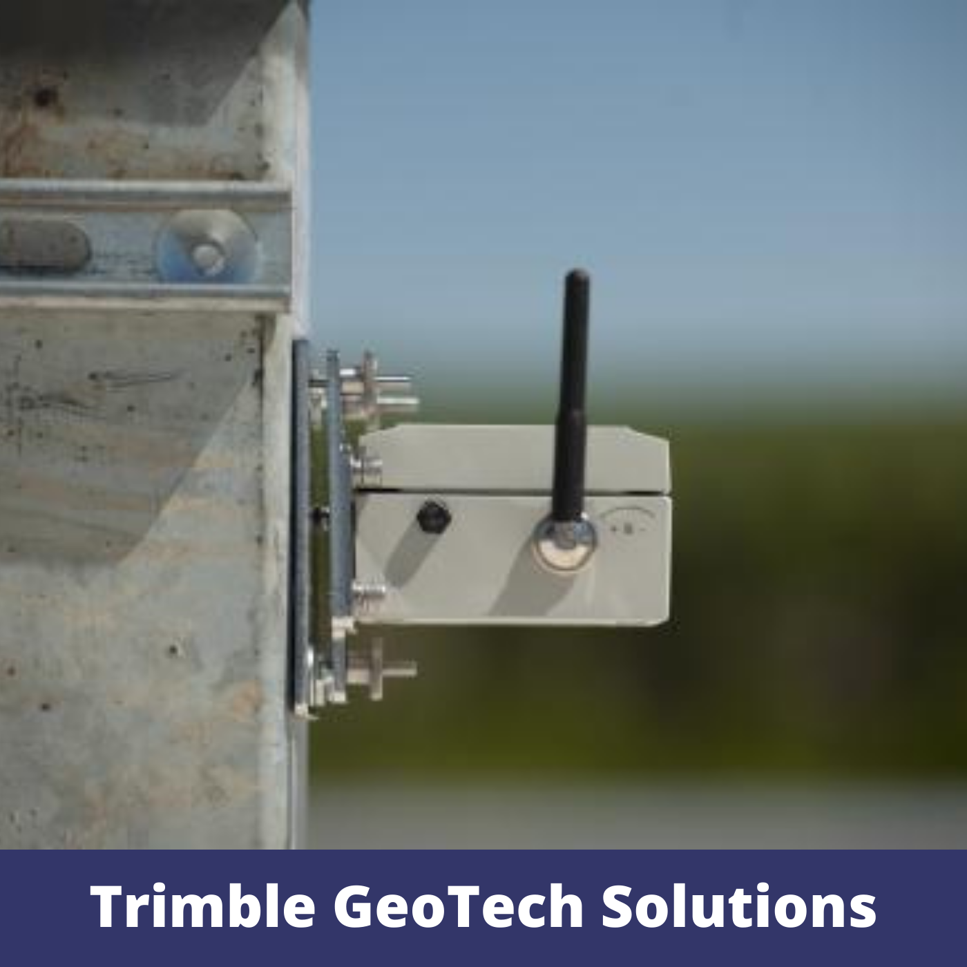 a picture of trimble geotech solutions shows a device attached to a pole